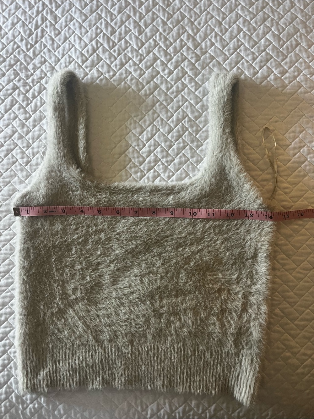 Good American Fuzzy Knit Tank Top in Light Grayish Beige - Picture 6 of 7